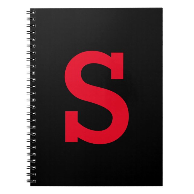 Minimal Modern Red and Black Initial Brev Anteckningsbok (Framsidan)