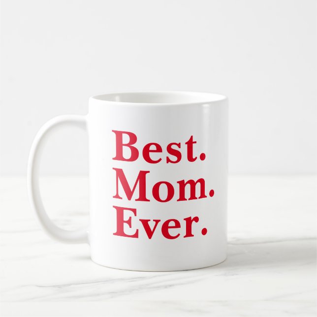 Minimal Modern Red "Best Mamma någonsin"-typografi Kaffemugg (Vänster)