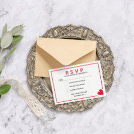 Minimal Modern Red Heart Valentine Bröllop OSA Kort