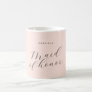 Minimal modern rosa anpassningsbar maid of honor kaffemugg