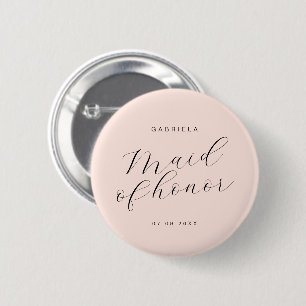 Minimal modern rosa anpassningsbar maid of honor knapp
