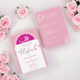 Minimal Modern Rosa Magenta Mandala Islamic Nikah Inbjudningar