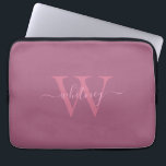 Minimal Modern Rosa Monogram Namn & initial Laptop Fodral<br><div class="desc">En rosa monogramdesign med ett minimalt,  modernt,  kursivt monogram.</div>