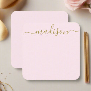 Minimal modern Rosa och Guld-typografi Anteckningskort