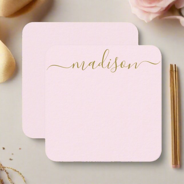 Minimal modern  Rosa och Guld-typografi Anteckningskort (Skapare uppladdad)