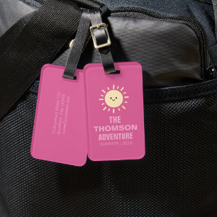 Minimal Modern Rosa Sommarfamiljen Äventyr Bagagebricka