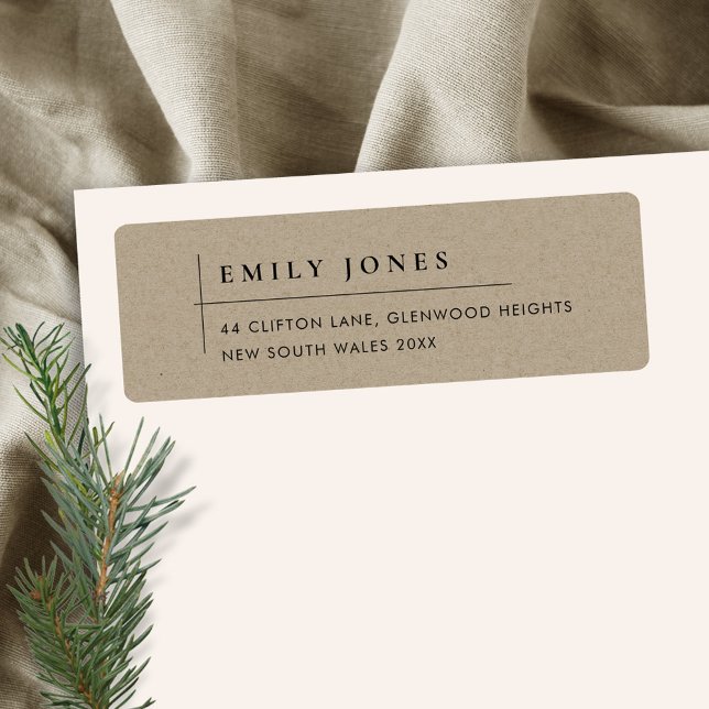 MINIMAL MODERN RUSTIC KRAFT TYPOGRAPHY ADRESS RETURADRESS ETIKETT (Skapare uppladdad)