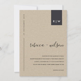 MINIMAL MODERN RUSTIC KRAFT TYPOGRAPHY BRÖLLOP INBJUDNINGAR