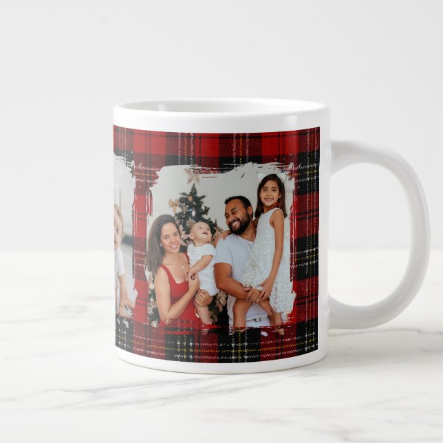 Minimal Modern Rustik Familj Foto Jul  Jumbo Mugg (Höger)