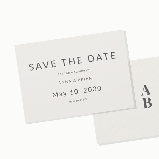 Minimal Modern Save the Date with Monogram Spara Datumet (Skapare uppladdad)