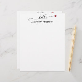 Minimal Modern Script Hej Heart Black and White Brevhuvud