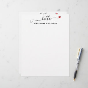 Minimal Modern Script Hej Heart Black and White Brevhuvud
