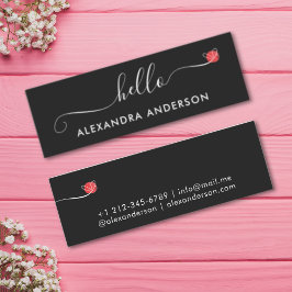 Minimal Modern Script Hej Heart Mini Visitkort