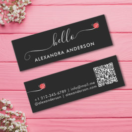 Minimal Modern Script Hej Heart QR-kod Mini Visitkort