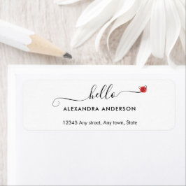 Minimal Modern Script Hej Heart-Returadress Returadress Etikett