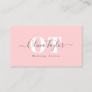 Minimal Modern Script Rosa Professionell B Visitkort