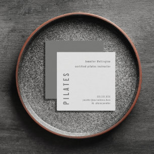 Minimal Modern Simple Grått Pilates Fitness Fyrkantigt Visitkort
