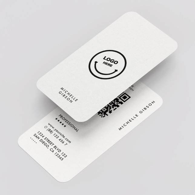 Minimal Modern Simple Logotyp Professionell White  Visitkort (Minimal Modern Simple Logo Professional White QR Business Card
)