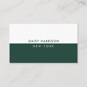 Minimal Modern Simple Luxury Emerald and White Visitkort