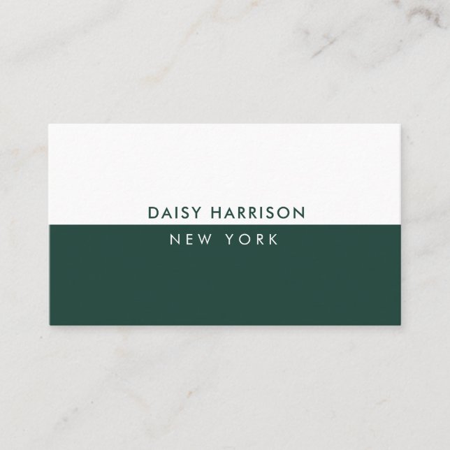Minimal Modern Simple Luxury Emerald and White Visitkort (Framsida)