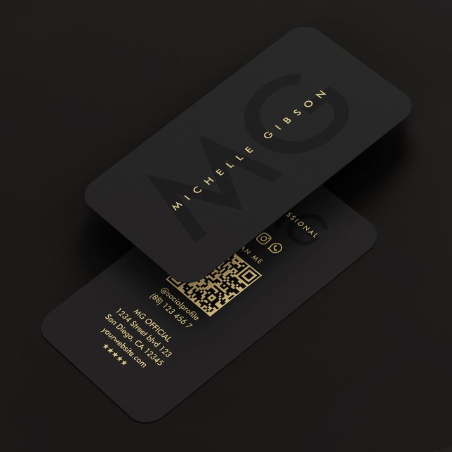 Minimal Modern Simple Monogram Professionell Black Visitkort (Minimal Modern Simple Monogram Professional Black Business Card
)