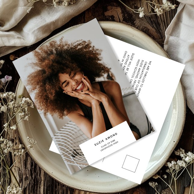 Minimal Modern Simple Photo Studenten Meddelande Vykort (Skapare uppladdad)