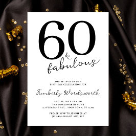 Minimal Modern Sixty and Fabulous 60th Birthday Inbjudningar