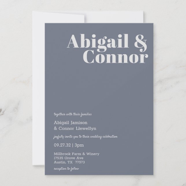Minimal Modern Soft Grått Blue Lavender Typografi Inbjudningar (Framsida)