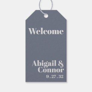 Minimal Modern Soft Grått Blue Lavender Typografi Presentetikett