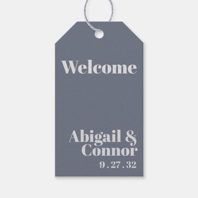 Minimal Modern Soft Grått Blue Lavender Typografi Presentetikett (Framsidan)