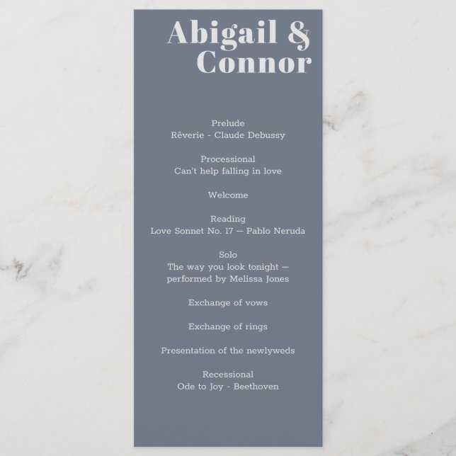 Minimal Modern Soft Grått Blue Lavender Typografi Program (Framsida)