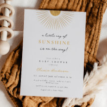 Minimal Modern Sol Sunshine Baby Shower-inbjudan