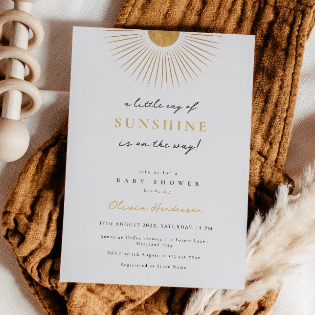 Minimal Modern Sol Sunshine Baby Shower-inbjudan Inbjudningar (Skapare uppladdad)
