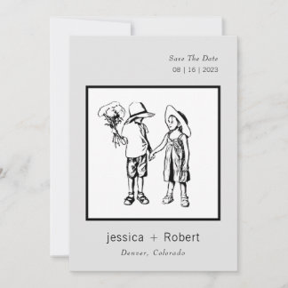 Minimal Modern Söt Design Bröllop Spara Datumet