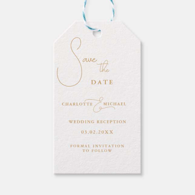 Minimal modern "SPARA DATUM" Presentetikett (Framsidan)