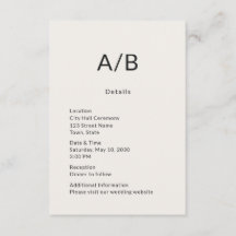 Minimal Modern Stadshus Bröllopsdetaljer Kort