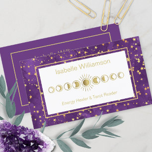 Minimal Modern Stars Amethyst Mystical Måne-fas Visitkort