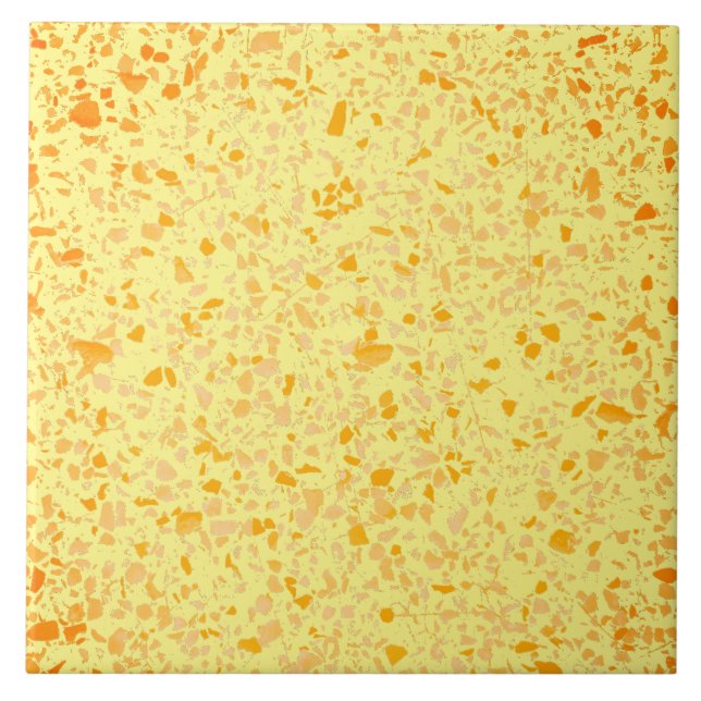 Minimal modern stone-Orange i Terrazzo Gult  Kakelplatta (Framsidan)