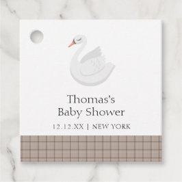 Minimal Modern Svan Play Gingham Boy Shower Gåvor Etiketter