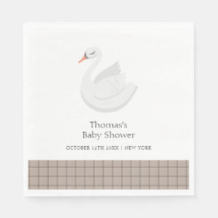 Minimal Modern Svan Play Gingham Boy Shower Pappersservett