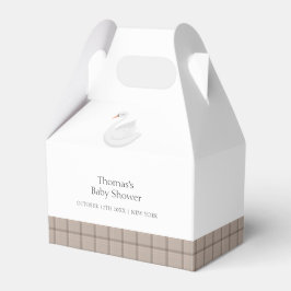 Minimal Modern Svan Play Gingham Boy Shower Presentaskar