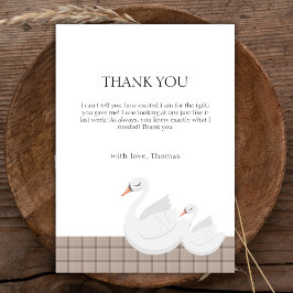 Minimal Modern Svan Play Gingham Boy Shower Tack Kort