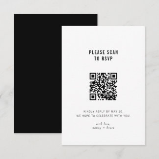 Minimal modern svart vit Online QR-kod Bröllop OSA Kort