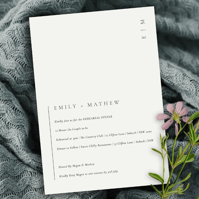 Minimal, modern, svart, vit repetitionsmiddag Inbj Tack Kort (Skapare uppladdad)