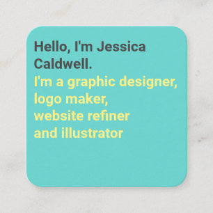 Minimal modern teal- och gult-fet grafik fyrkantigt visitkort