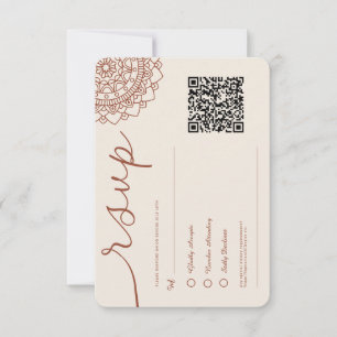 Minimal Modern Terracotta Boho Mandala QR-kod OSA Kort