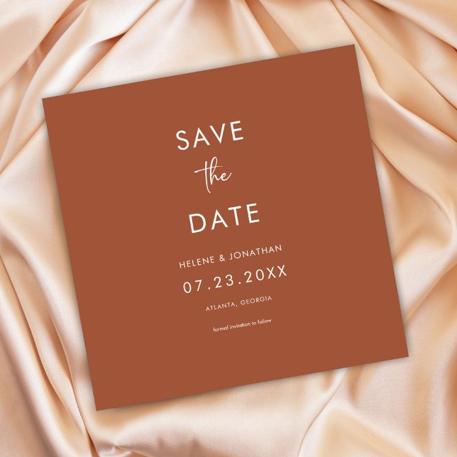 Minimal Modern Terracotta Bröllop Spara Datumet (Minimal Modern Terracotta Wedding Save The Date)