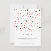 Minimal Modern Terrazzo Mönster Grön Rosa Bröllop