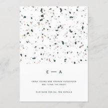 Minimal Modern Terrazzo Mönster Grönt Rosa Bröllop