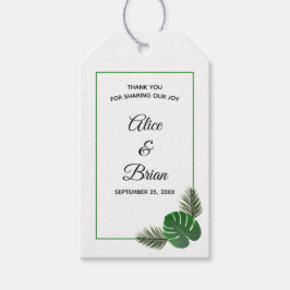 Minimal Modern Tropical Grey Bröllop Presentetikett